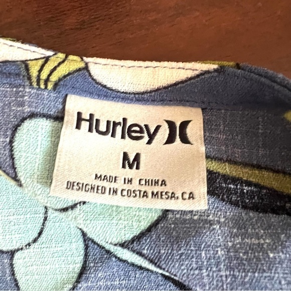 HURLEY Poppy Crop Top Floral Tie Blouse Blue Convertible Size Medium - Picture 10 of 13